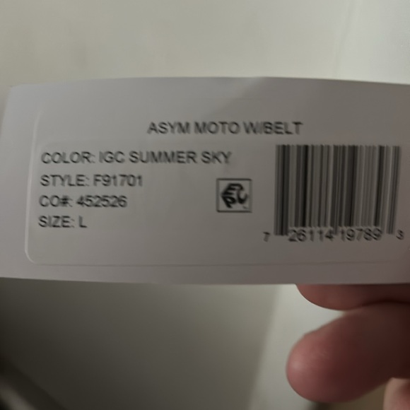 French Connection Asymmetrical Moto Jacket in Sky Blue NWT Sz L - Picture 6 of 7